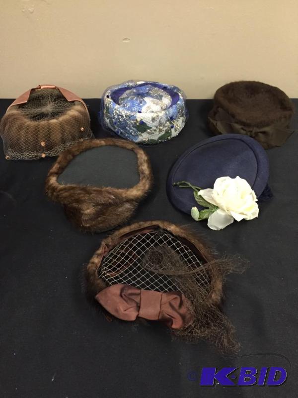 lot 102 image: Vintage Hats With vintage Hat Box
