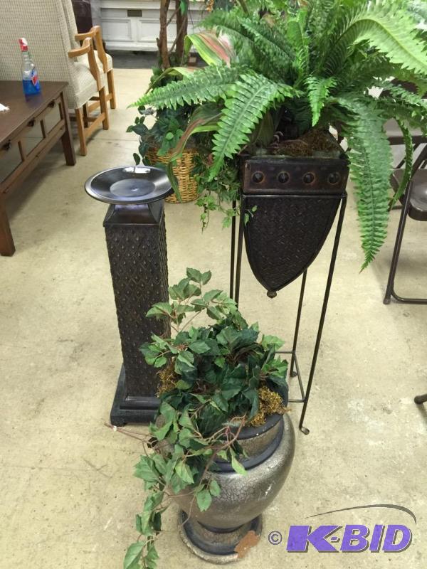lot 35 image: 3 Planters With Plant Stands - 2 With Plants