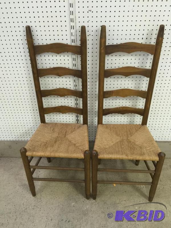 lot 52 image: 2 Vintage Wicker Bottom Chairs