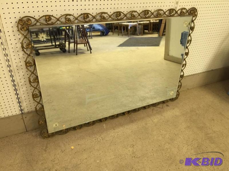 lot 55 image: Vintage Mirror With Metal Frame
