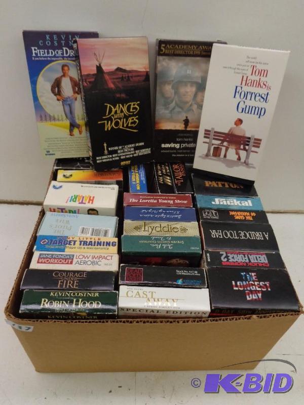 lot 137 image: Box of VHS tapes that include    Robin H...