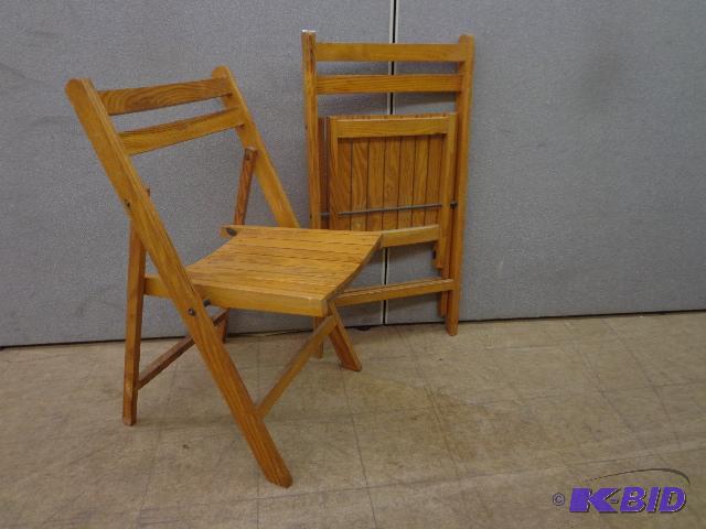 lot 30 image: Wooden folding chairs   Good Condition  Light...