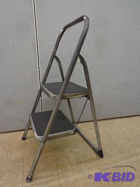 lot 40 image: Folding step ladder   Black, metal constructi...