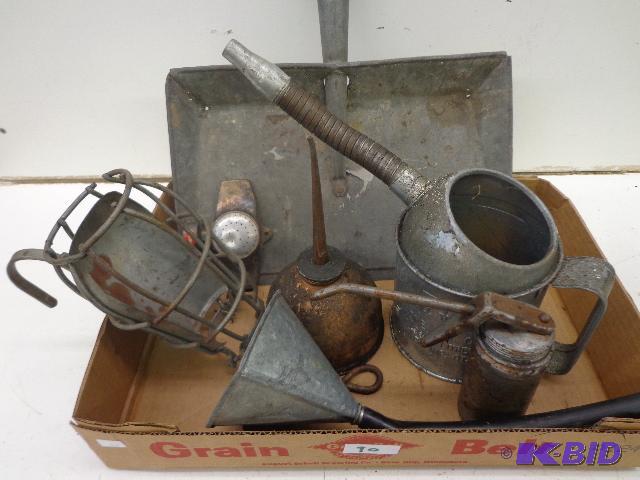 lot 90 image: Vintage metal items   Oil cans, copper, tin  ...