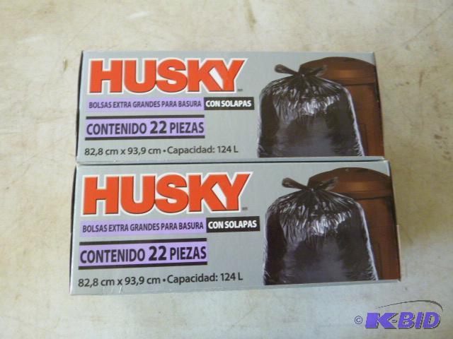 Two Boxes of Husky Flap Tie Trash Bags 33 gal...