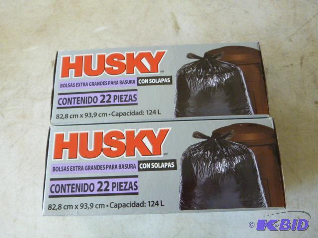 Two Boxes of Husky Flap Tie Trash Bags 33 gal...