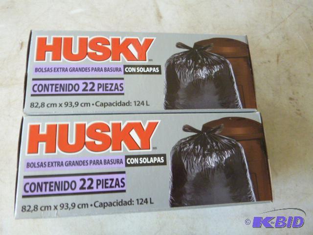 Two Boxes of Husky Flap Tie Trash Bags 33 gal...