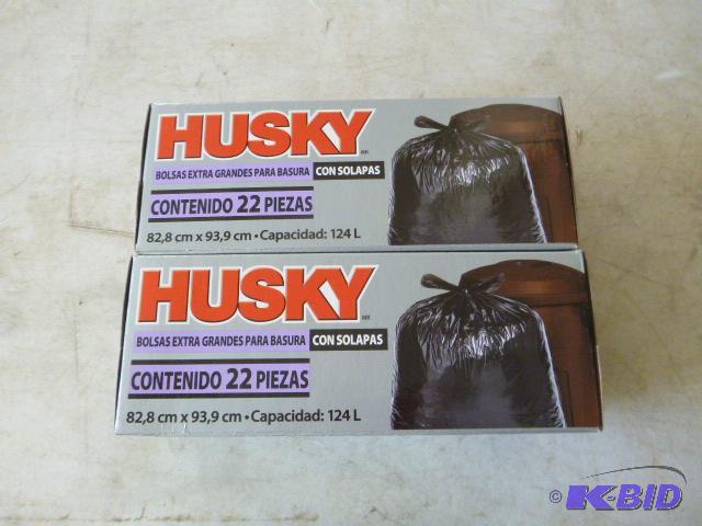 Two Boxes of Husky Flap Tie Trash Bags 33 gal...