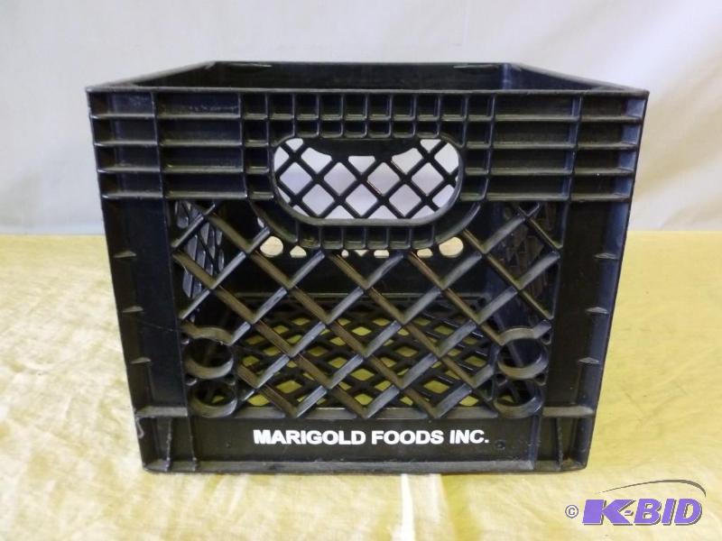 lot 132 image: Marigold Foods heavy gage plastic milk crate,...