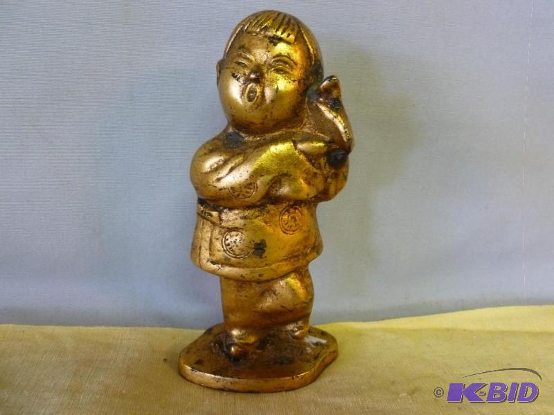 lot 141 image: Nice painted cast iron figurine that measures...
