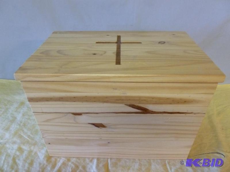 lot 15 image: Beautiful solid wood flip lid baptismal box t...
