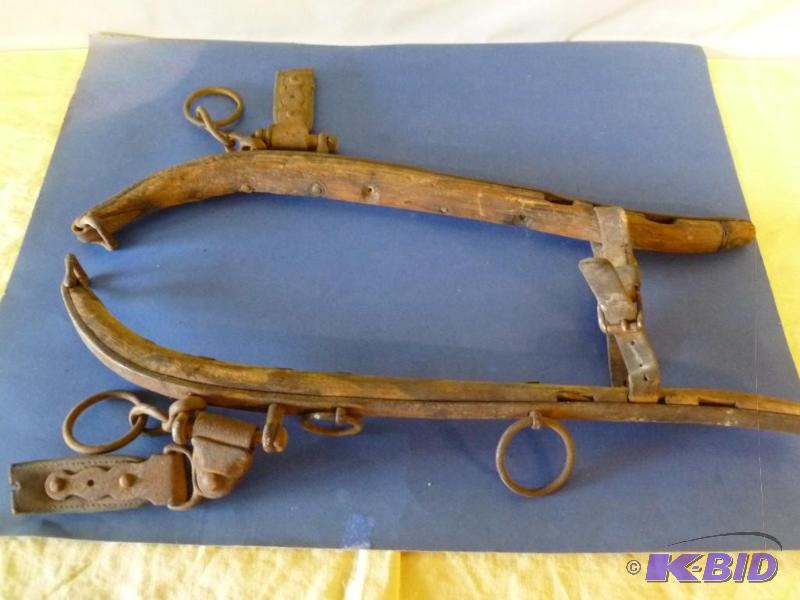 lot 155 image: Lot of two antique horse hames, measures 25.5...