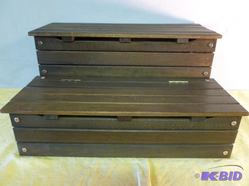 lot 205 image: Nice wooden step up storage stool....