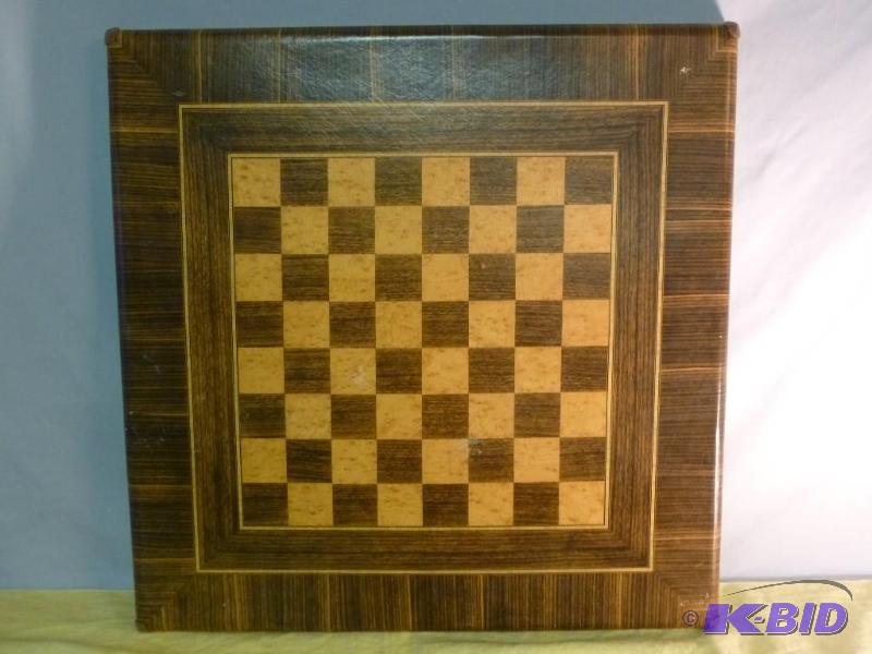 lot 218 image: Vintage Samson chess board top card table tha...
