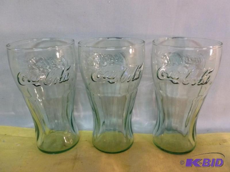 lot 220 image: Lot of three matching Coca-Cola soda glasses ...