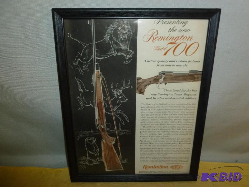 lot 230 image: Vintage Remington Model 700 framed advertisem...