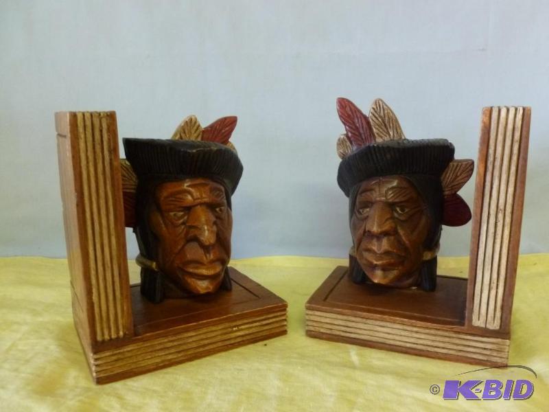 lot 37 image: A pair of beautiful carved native themed wood...