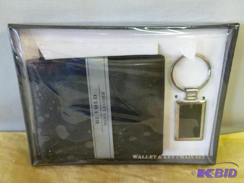 lot 87 image: Mens genuine leather bi-fold wallet and key ...