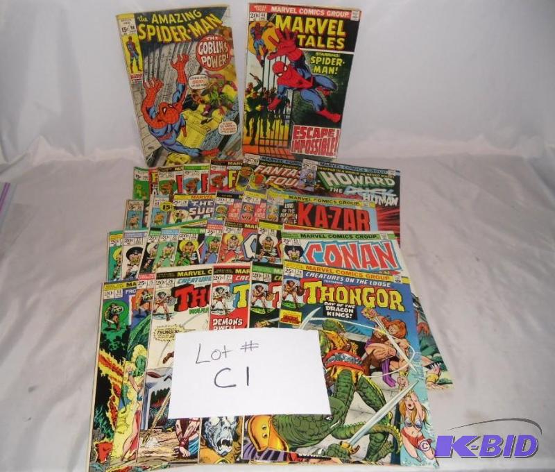 lot 12 image: #C-1  Lot of 30 Marvel Comics Spider-Man Conan Fantastic Four Sub-Mariner Thongor