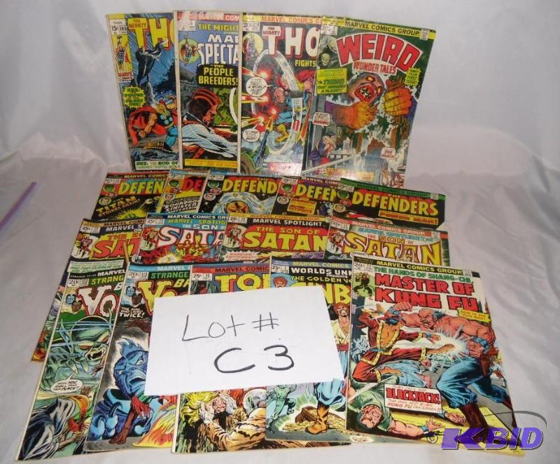 lot 14 image: #C-3 Lot of 18 Marvel Comics Sinbad Master of Kung Fu Brother Voodoo Son of Satan Thor Tomb Darkness