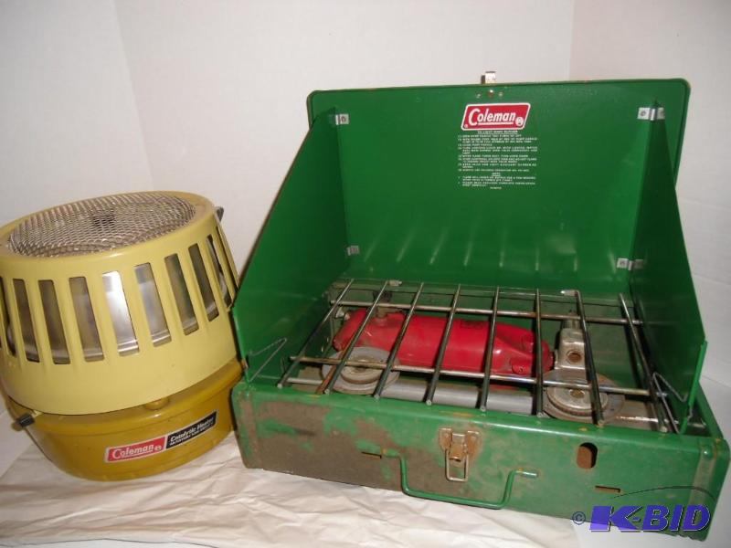 lot 19 image: Outdoor equipment  Vintage Coleman Camp Stove and Coleman Adjustable Catalytic Heater