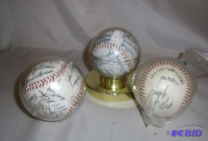 lot 2 image: 3 Signed Baseballs -  1978 Oakland As and 1980 Padres  Mystery Signature