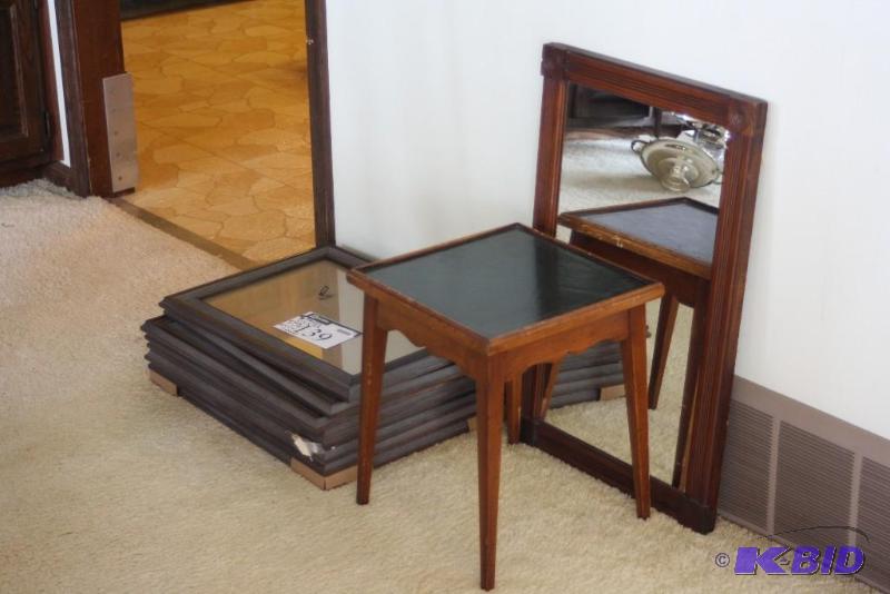 lot 139 image: (10) Picture Frames, app. 8 ct Side Table Wooden Framed Mirror.