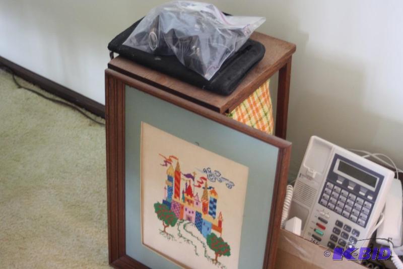 lot 150 image: Vintage Stand wDrawer Framed Picture.