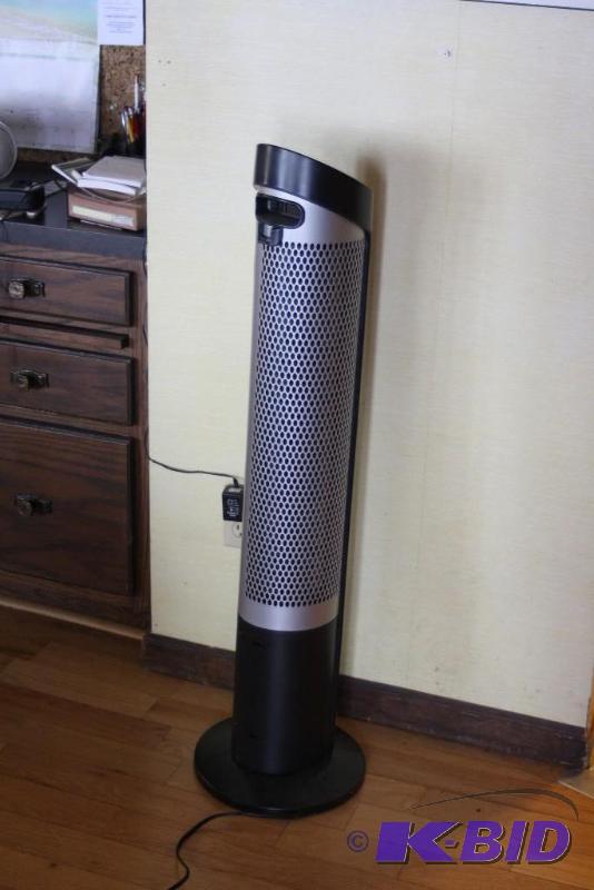 lot 160 image: Seville Classics Standing Rotating Fan Tower Multiple Fan Settings & Timer Settings.