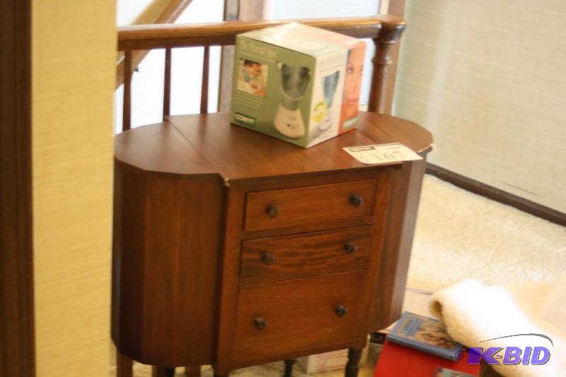 lot 167 image: (2) Wooden End Table wDrawers & Handles Conair The Facial Spa Cleansing Mister. Includes Contents.