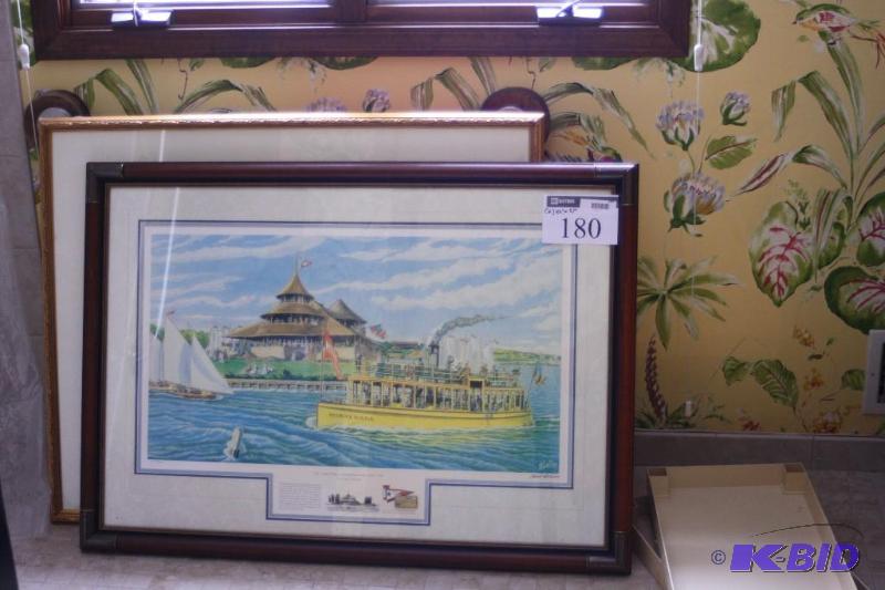 lot 180 image: (2) Framed PaintingsPrints Including Kurt Carlson, The Yacht Club.