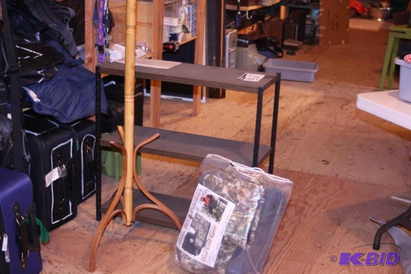 lot 214 image: (6) Including Shelf, 12 x 31 x 30 Clothes Rack, 70 Chairs, app. 2 ct And More.