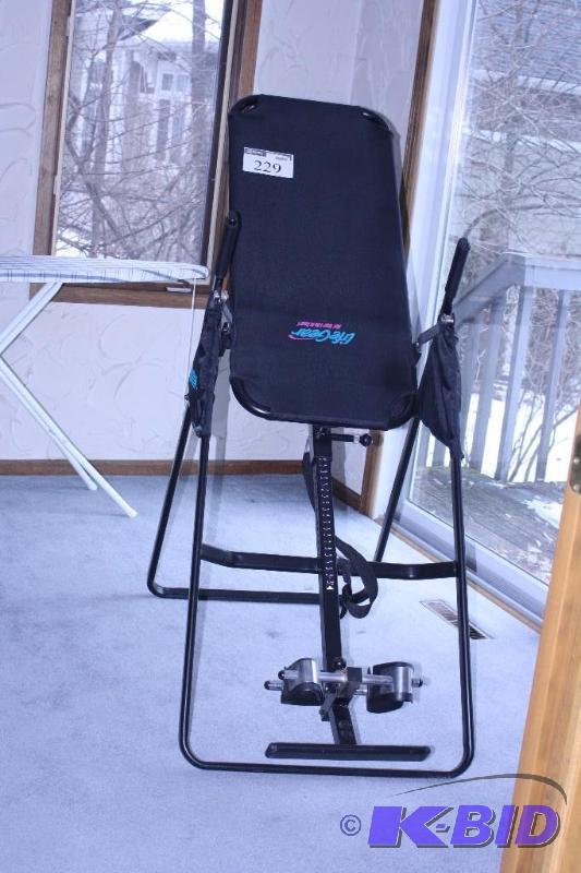 lot 229 image: Life Gear Inversion Board Locking Ankle Holders & Straps Black wMetal Frame.
