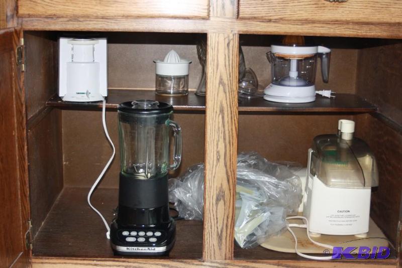 lot 238 image: Contents of Cabinet Including Television Radio George Foreman Grill And More.