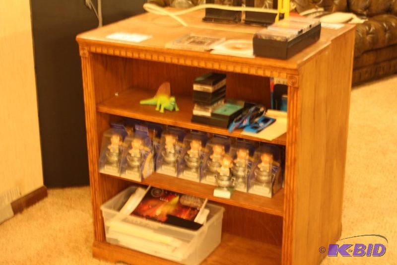 lot 37 image: Wooden Shelf Contents Included.