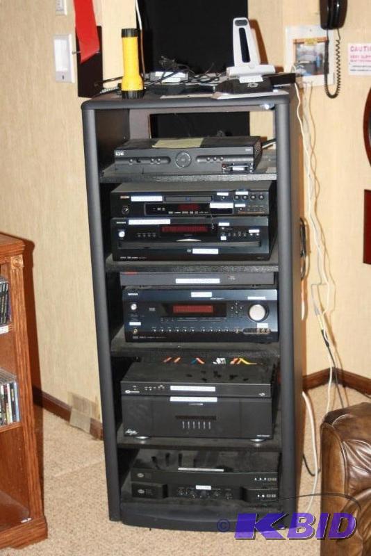 lot 4 image: Entertainment Cabinet Including DirectTV HD Box Denopn CDDVD Player Crestron Adagio System