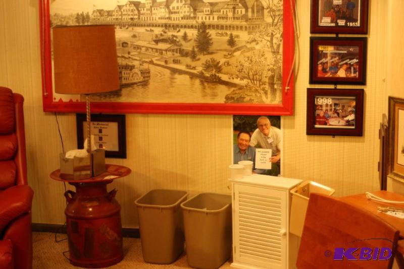 lot 44 image: (4) Including Lamp Trash Bins, Plastic White Cabinet wDoor & Shelves And More. 57 Height