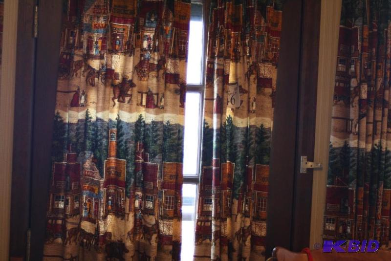 lot 46 image: (6) Curtain Lot Including Hangers & Poles Horse & Carriage Design Curtains 2 Door Panels 4 Window
