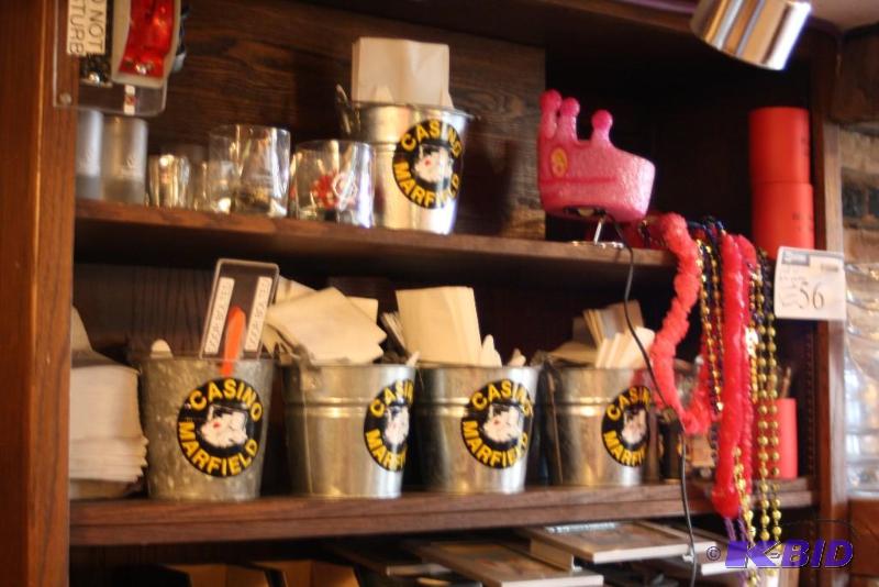 lot 56 image: Shelf Lot of Miscellaneous Party Supplies Including Metal Buckets Party Beads Pink Crown, And Mor