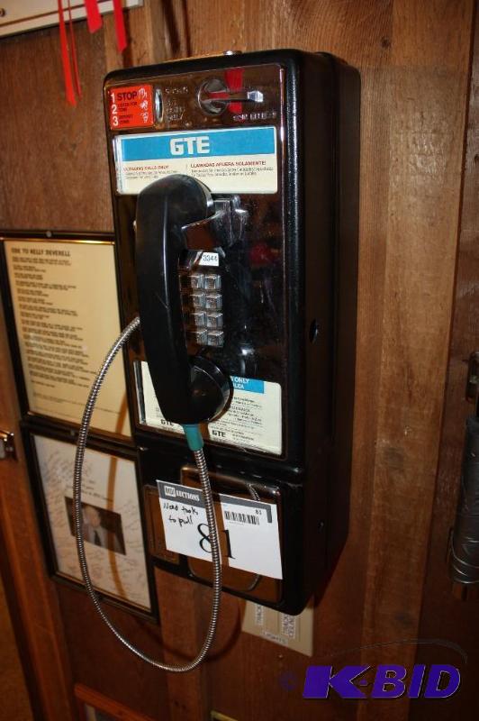 lot 81 image: Vintage Payphone Coin Operated Requires Tools For Removal.