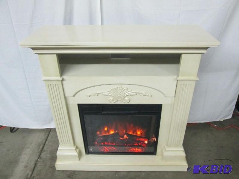 lot 3 image: McLeland Design White Electric Media Fireplace