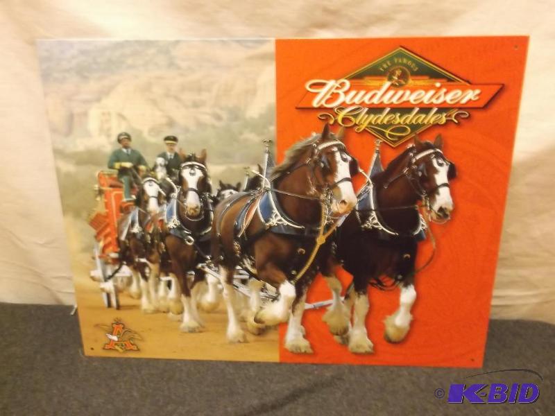 lot 12 image: Collectable metal Budweiser sign measuring 16...