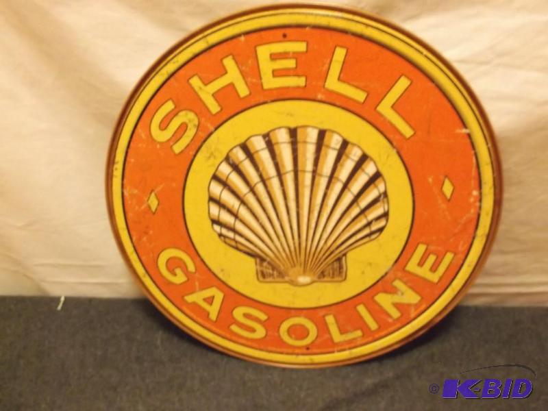 lot 23 image: Collectable metal Shell Gasoline sign measuri...