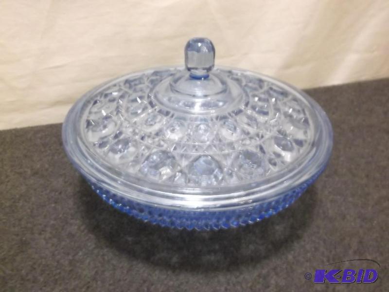 lot 58 image: Vintage covered glass dish measuring 7 12&qu...