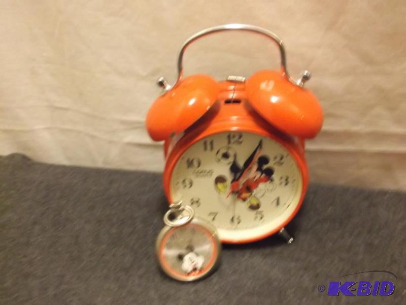 lot 61 image: Collectable alarm clock & vintage pocket ...