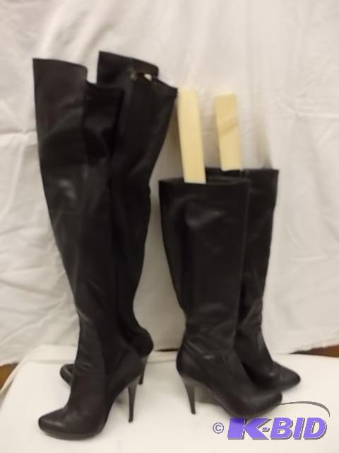 Black Over the Knee High Heel Boots and Black...