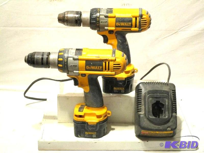 lot 30 image: 2 12V DeWalt XRP Drills & BatteriesW1 Charger