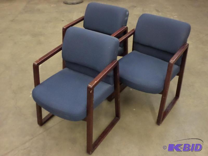 (3) Matching Cushioned Wood-Framed Chairs...