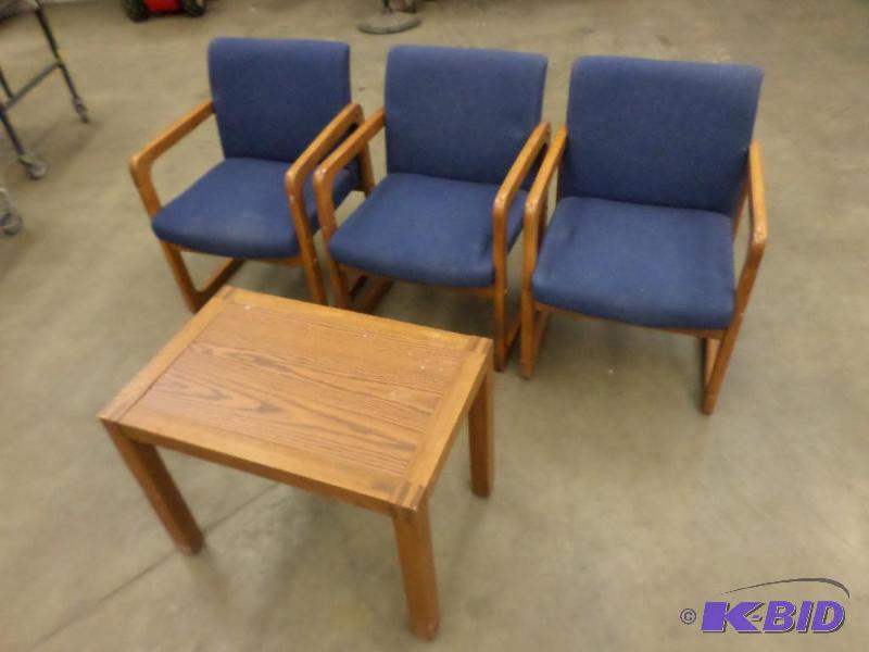 (3) Matching Cushioned Wood-Framed Chairs Wit...