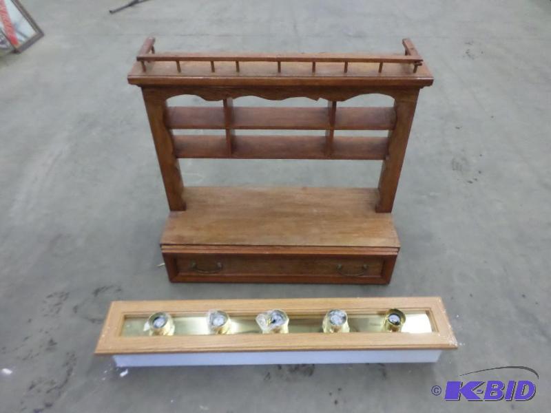 (1) Wooden Display Shelf &amp (1) 36&quot V...